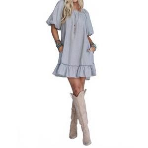 NEW THREE BIRD NEST off the shoulder solace ruffled hem dress in black